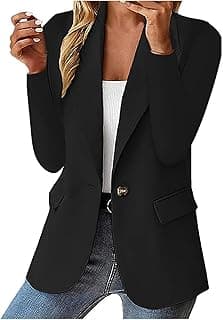 Blazers for Women Long Sleeve Office Jacket Single Button Blazer Dressy Business Casual Work Suit Coat Fall Jackets