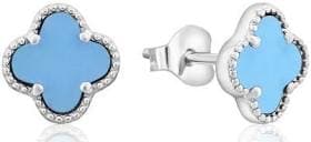 Donatello Gian Women's Sterling Silver Blue Turquoise Clover Studs