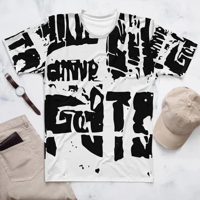 Men's Abstract Text Print T-Shirt