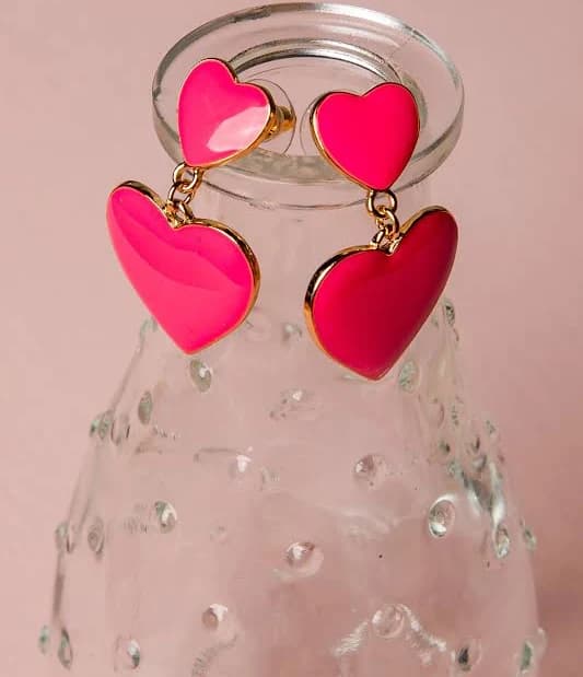 DressUp Women's Double Heart Drop Earrings
