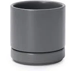 Kante 9.8" Dia Round Concrete Planter, Modern Style Large Cylindrical Plant Pot with Drainage Hole and Rubber Plug for Indoor Outdoor Patio, Charcoal