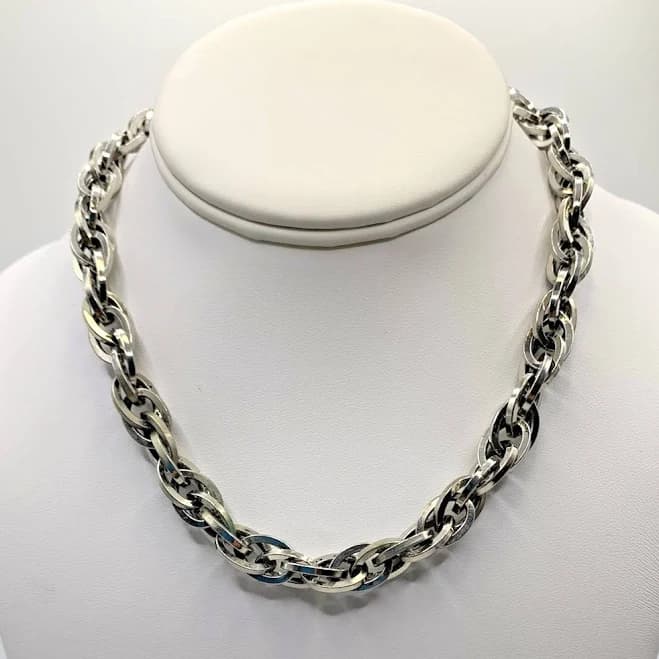 Costume Retro Silver Tone 16" Multiple Link Choker