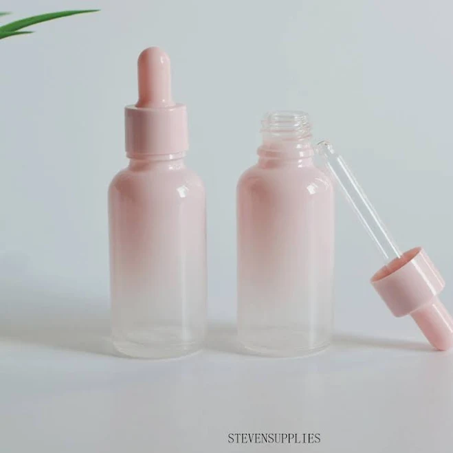 Empty Pink Glass Dropper Bottles, Cosmetic Cute Packaging, Essential Serum Oil Dropper Container, 5ml 15ml 30ml 50ml 100ml, Wholesale