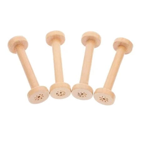 Crafthrou 4Pcs Large Wooden Spools for Wire Natural Style Cylindrical Shape Craft Projects