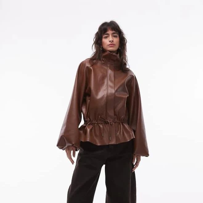 ASOS Gathered Waist Bubble PU Jacket