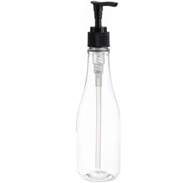 8 oz. Clear Pet Plastic Woozy Bottle with Black Pump