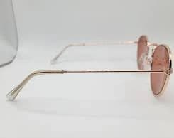 Womens Gold and Pink Oval Sunglasses - Pink Tint Lens, Thin Frame