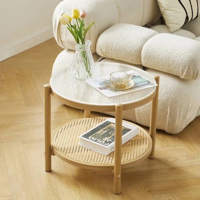 Bay Isle Home 2-Layer Natural Rattan Coffee Table