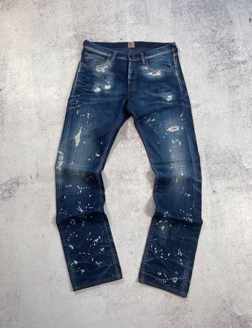 Vintage Prps Men's Distressed Paint Splatter Denim Pants