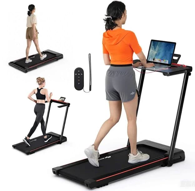 Costway 2.25HP 3-in-1 Folding Treadmill with Table Speaker and Remote Control