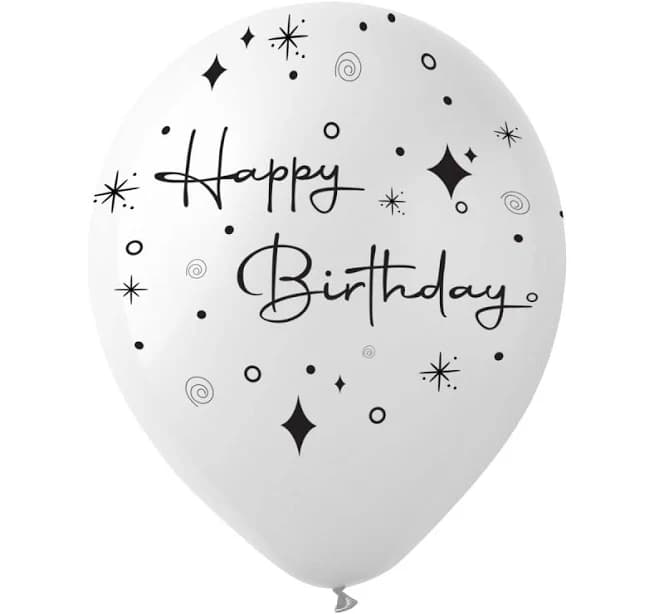 Pearl White Happy Birthday Latex Balloons
