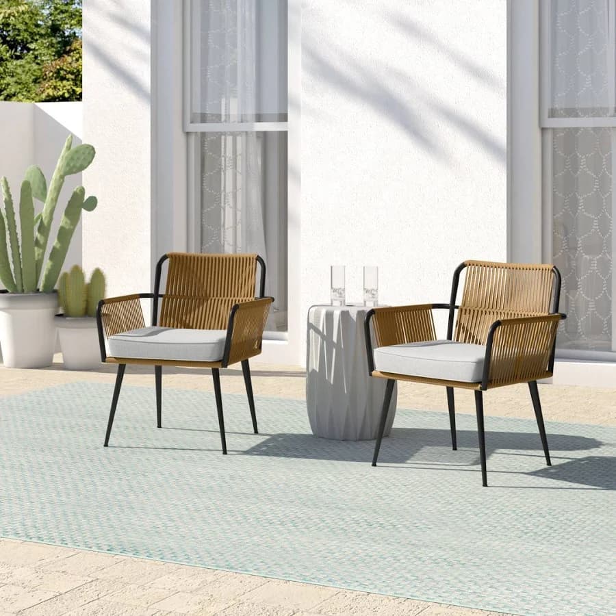 Mistana Almaraz Modern All-Weather Outdoor Lounge Chairs (Set of 2)