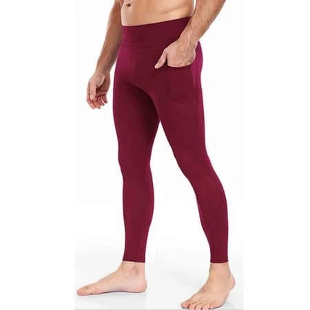 Cosfo Athletic Men Leggings Slim Leg Gym Yoga Stretch Pants with Pockets Skinny Elastic Waist Trousers Mens Leggings