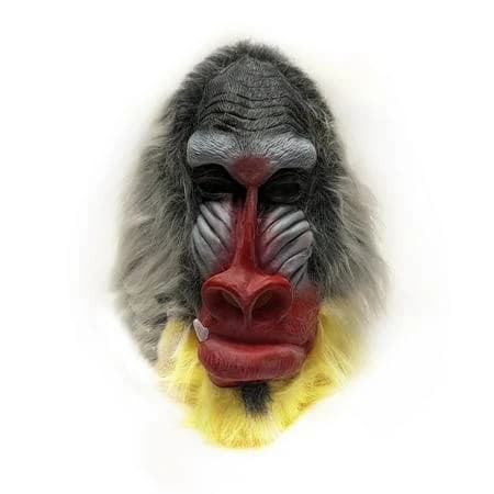 Full Face Furry Mandrill Baboon Head Ape Mask