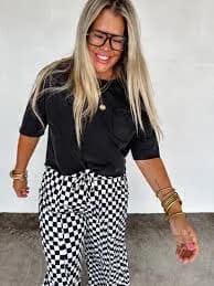 Haddie Wide Leg Checker Pants