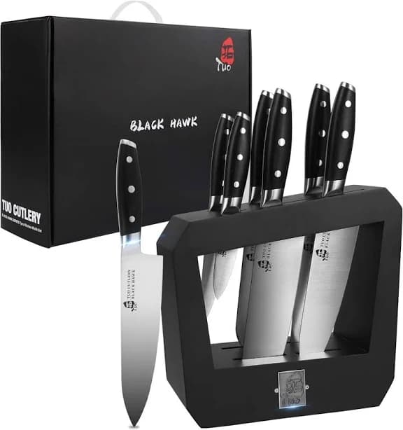 TUO 7 Piece Kitchen Knife Set with Wooden Block