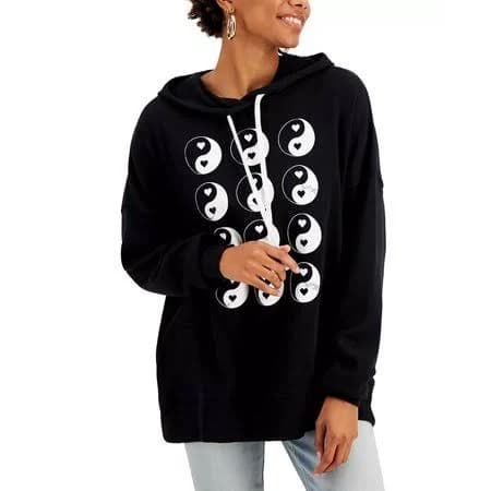 Grayson Threads Juniors' Yin-Yang Graphic-Print Hoodie