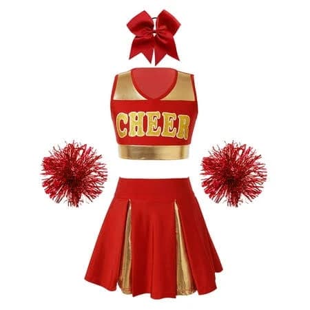 Iiniim Girls Cheer Leader Kids Cheerleading Uniform with Accessories Carnival Party Size 6-16