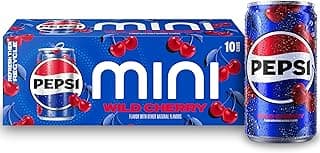 Wild Cherry Cola Soda Pop Mini Cans, 7.5 Ounce Mini Cans (10 Pack) (Packaging May Vary)​
