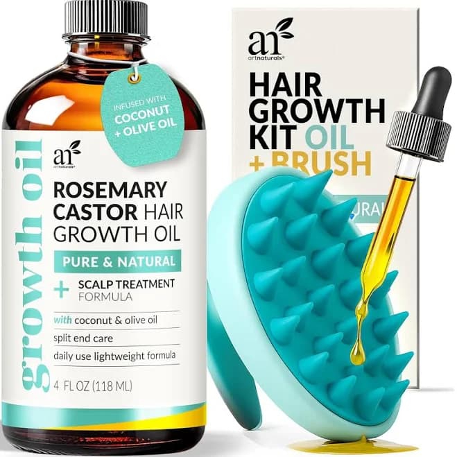 Artnaturals Organic Rosemary Castor Hair Oil + Massager Hair Growth