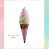 29.5 inch Faux Rainbow Swirl Ice Cream Cone with Pink Sleeve
