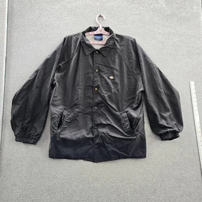 Vintage Dickies Men Jacket L Black Coach Windbreaker Logo Long Sleeve