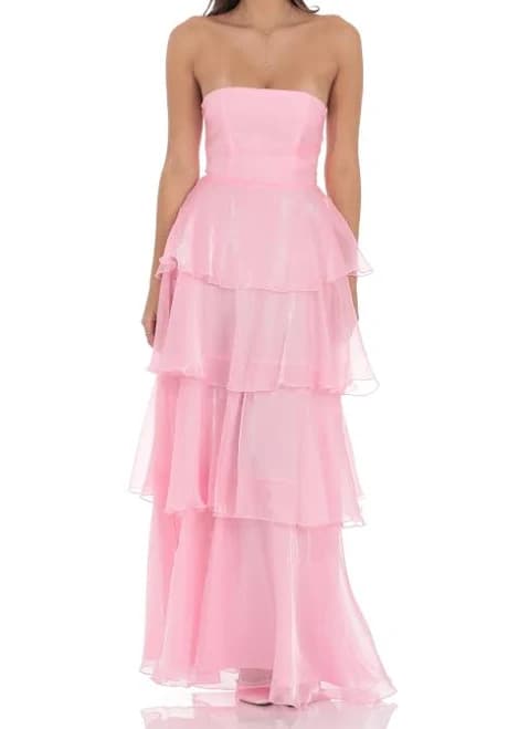 Corset Ruffle Strapless Maxi Dress