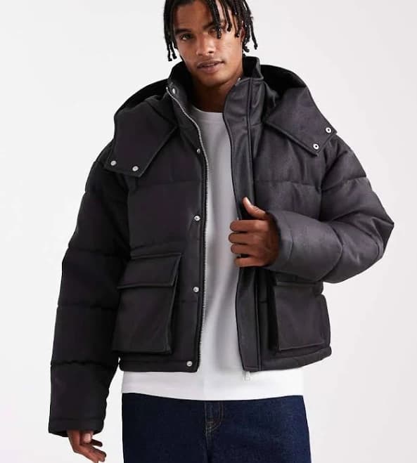 ASOS Oversized Faux Leather Puffer Jacket