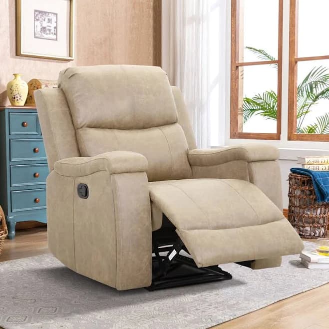 Ilkeston 37" Wide Modern Vegan Leather Manual Recliner Chair with Built-in Cup Holder Latitude Run Upholstery