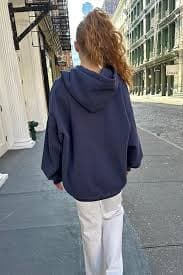 NUFIWI Women's Oversized Zip Up Hoodie Loose Long Sleeve Hooded Sweatshirt with Pockets Casual Jacket Preppy Streetwear (Casual Blue, S) at Amazon Women's Clothing store