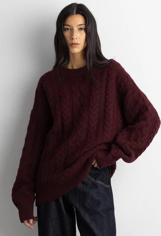 Oak + Fort Oversized Cable Knit Sweater