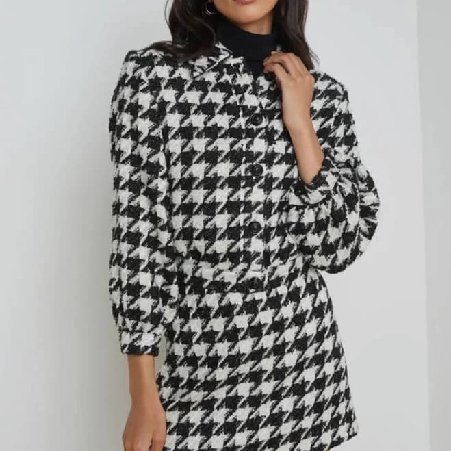 L'AGENCE Women's Bridges Houndstooth Crop Jacket