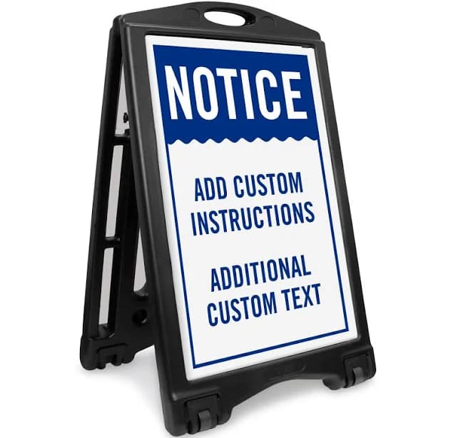 Portable Custom Sidewalk Sign - Add Notice & Instructions Reflective Corrugated Plastic, 18"x24"