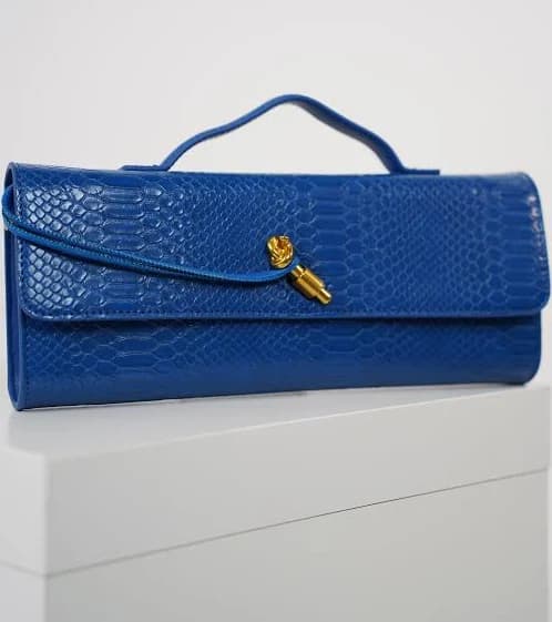 MariaElene Metallic Snake-Embossed Clutch