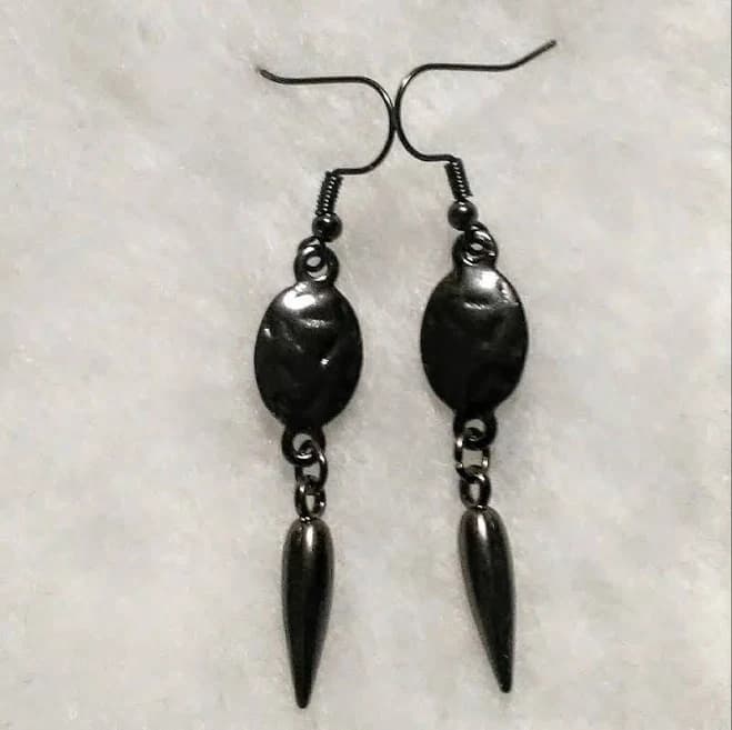 Hammered Oval Dagger Drop Earrings