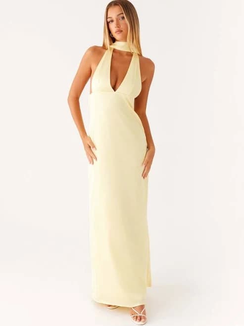 Alicia Satin Halter Maxi Dress