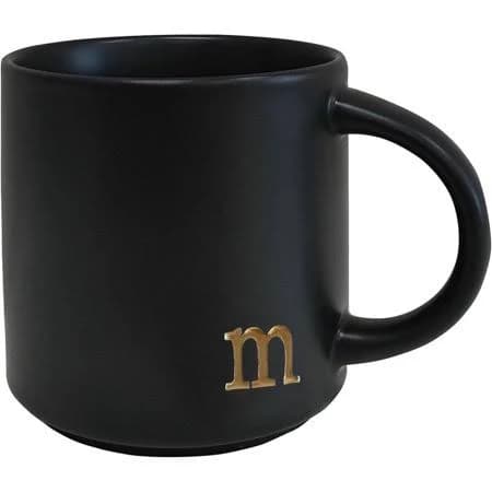 Black Monogram Ceramic Mugs, 15 oz Golden Initial Coffee Cups, Elegant Alphabet Tea Mugs, Personalized Halloween Mug with Gift Box, Perfect for Office