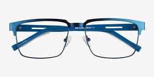 Video Rectangle Matte Blue Glasses for Men | Eyebuydirect
