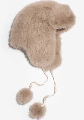 Lipsy Women's Faux Fur Trapper Hat with Poms