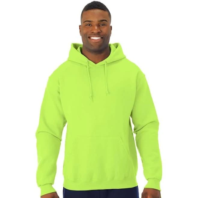 Jerzees' NuBlend Hooded Sweatshirt in Neon Yellow, size X-Large Cotton/Polyester