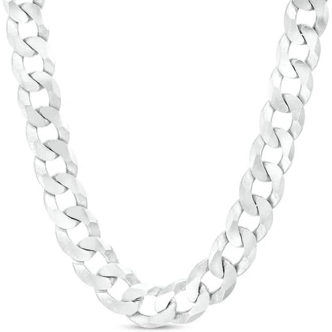 Zales Men's 24" Sterling Silver Curb Chain Necklace