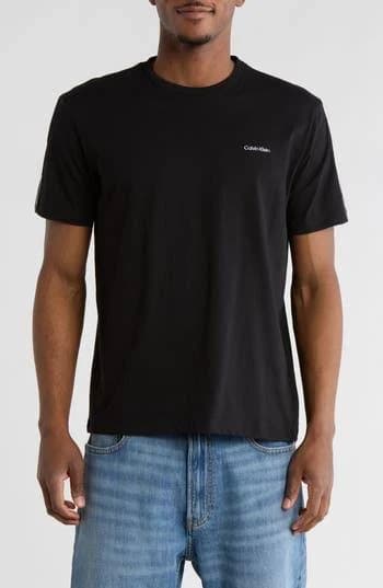 Calvin Klein Men's Logo Piped Sleeve Cotton T-Shirt