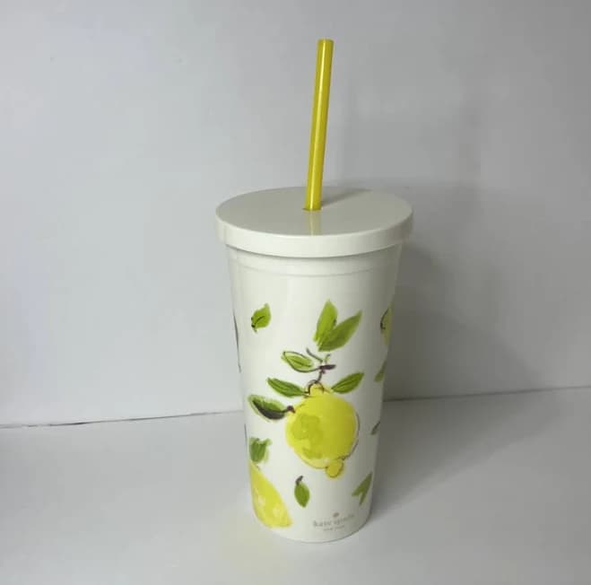 Kate Spade Lemon Tumbler with Straw