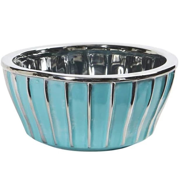 Nearly Natural 7.25-in Teal Vase with Silver Burnishing