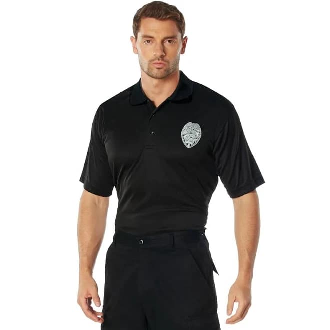 Rothco Men's Moisture Wicking Security Polo Shirt with Badge