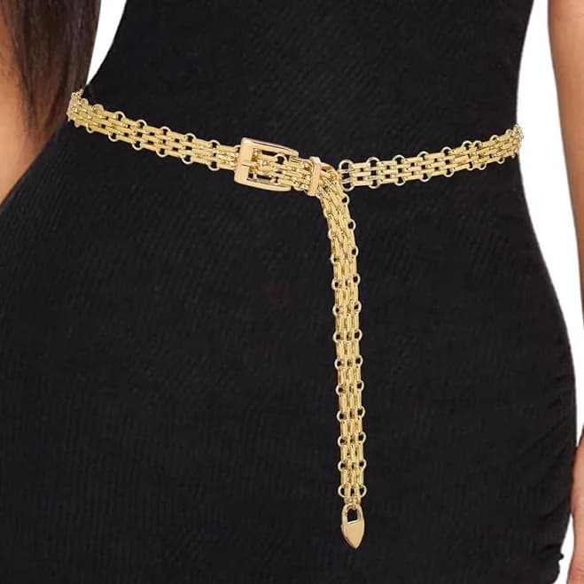 Women's Double Curb Metal Belt