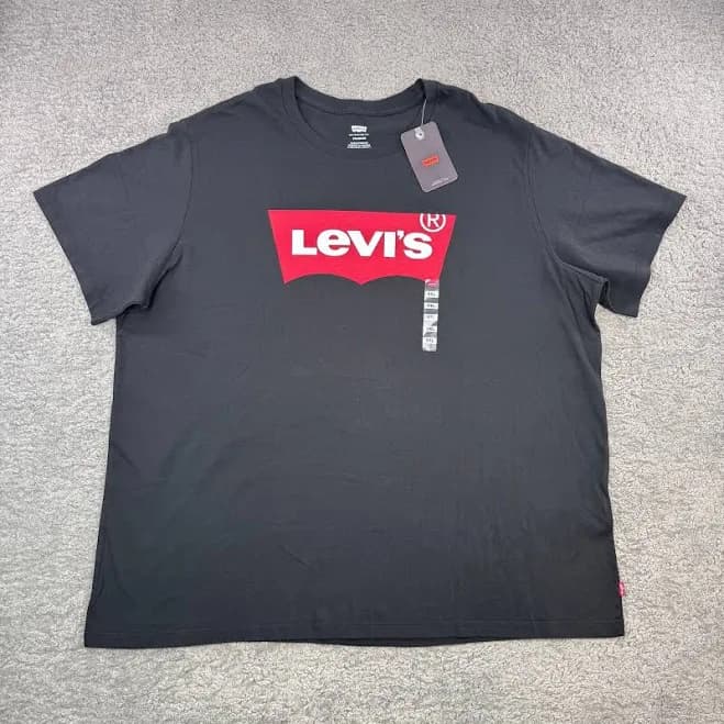 Levis Mens Graphic Sport Tee Black Red Batwing Logo XXL