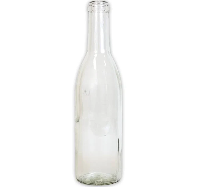 375 ml Clear Wine Bottles Semi-Bordeaux Flat Bottom Cork Finish 24 per Case