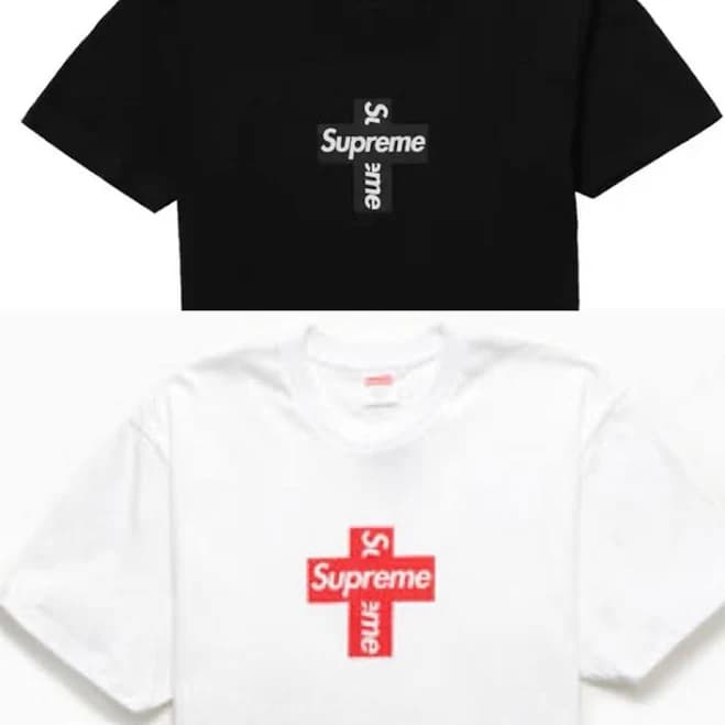 Supreme Cross Box Logo Tee Black White F/w 20