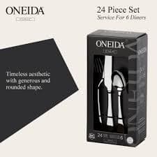 Oneida Icarus 24 Piece Cutlery Set - Stainless Steel Cutlery Set for 6, Heavy Weight & Mirror Finish, Rust Resistant & Dishwasher Safe Flatware: Buy Online at Best Price in UAE - Amazon.ae